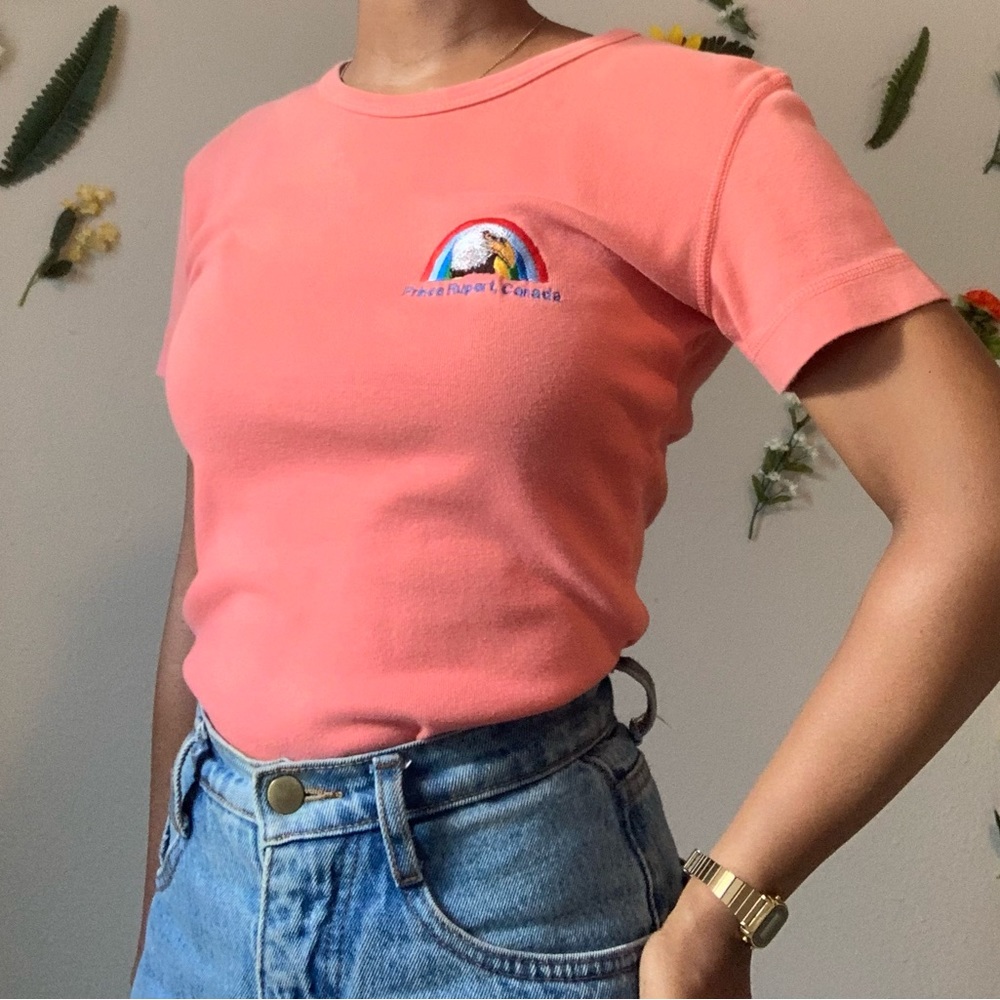 Vintage Petite Coral Rainbow Eagle Graphic Tee